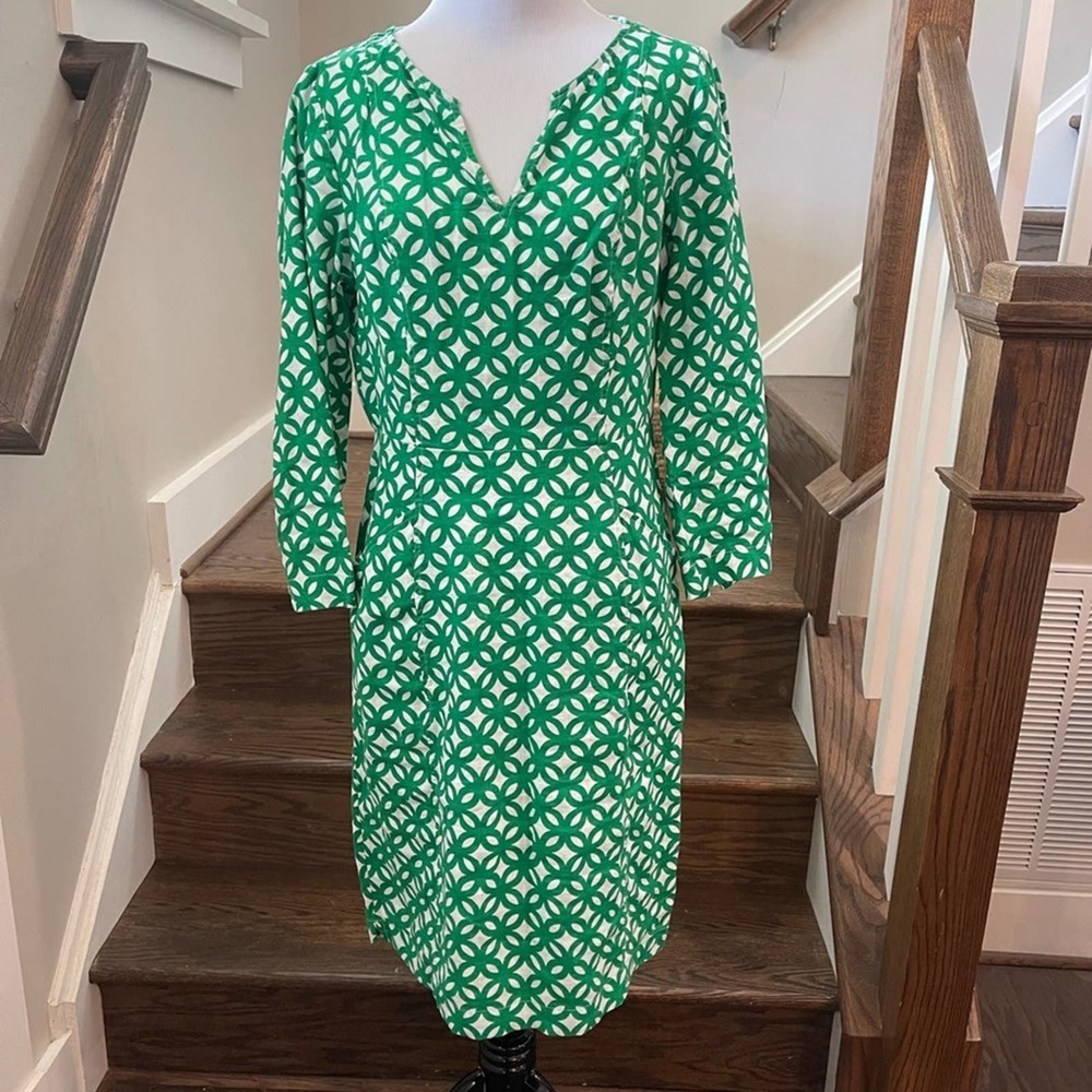 Boden Kelsey 100% Linen Tunic Dress White/Green Size US 6 L